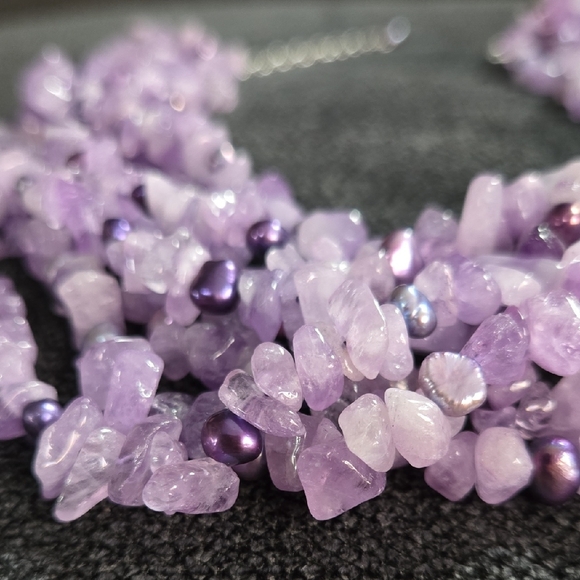Amethyst & Pearl Multi-Strand Necklace (Choker) - Picture 4 of 5